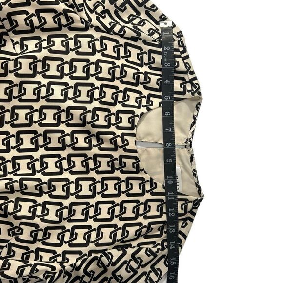 Milly Women's Black & White Keyhole Holly Bell-Sleeve Chain-Print Top Size 2 - Picture 10 of 14